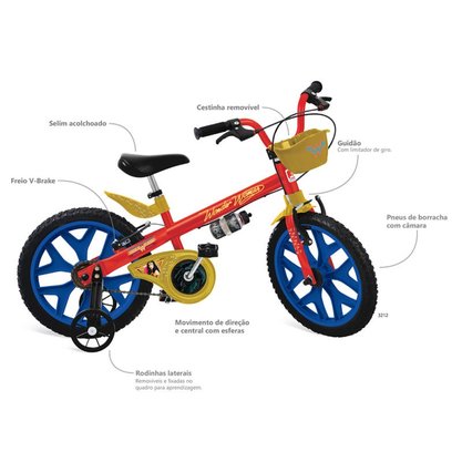 Bicicleta Bandeirante Mulher Maravilha Aro 16